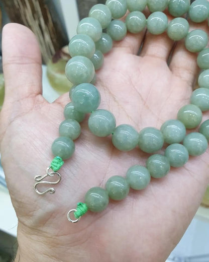 Green Jade Beaded Necklace (20") | Fei Cui Type A Jadeite