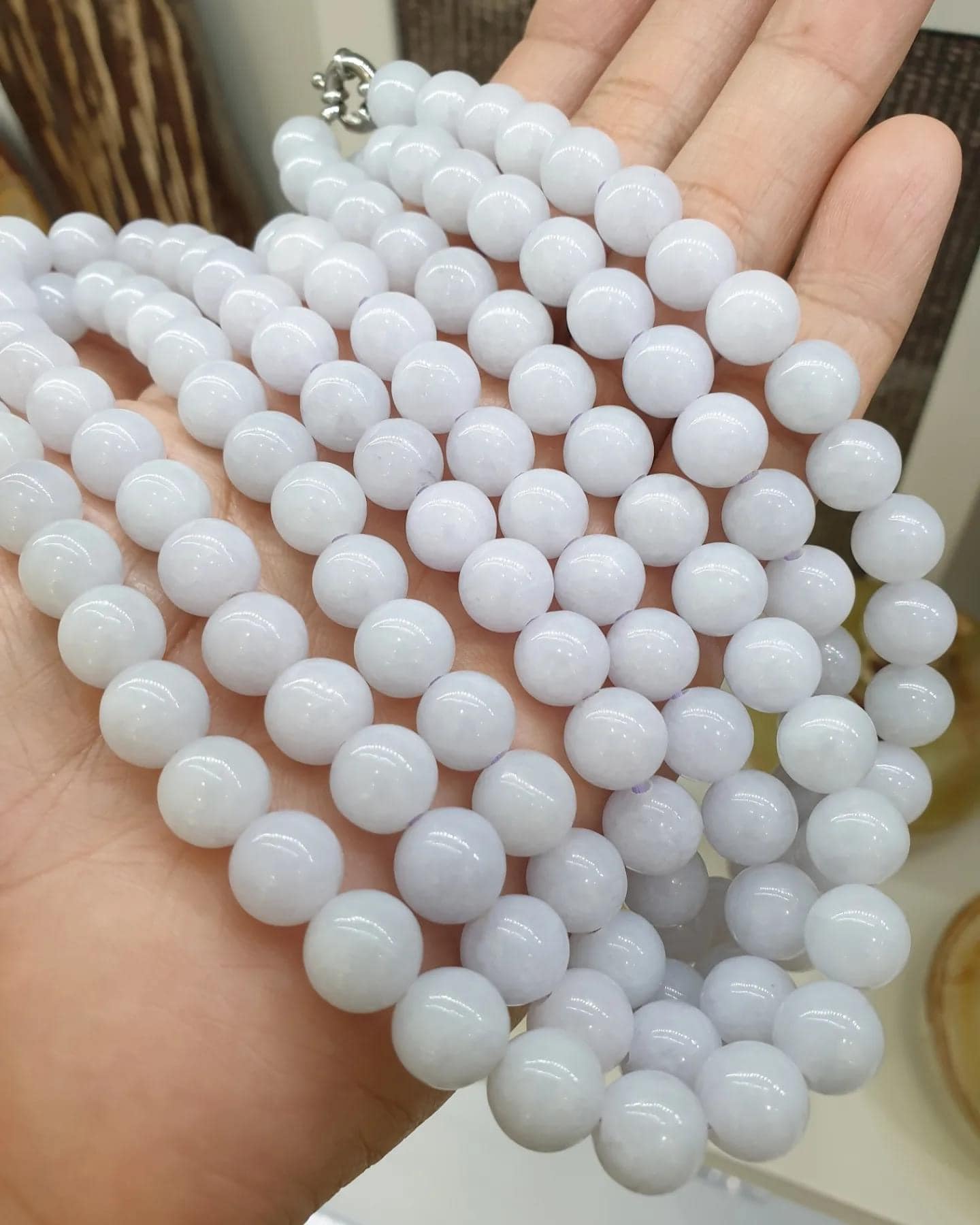 Lavender Jade Beaded Necklace (25") | Fei Cui Type A Jadeite