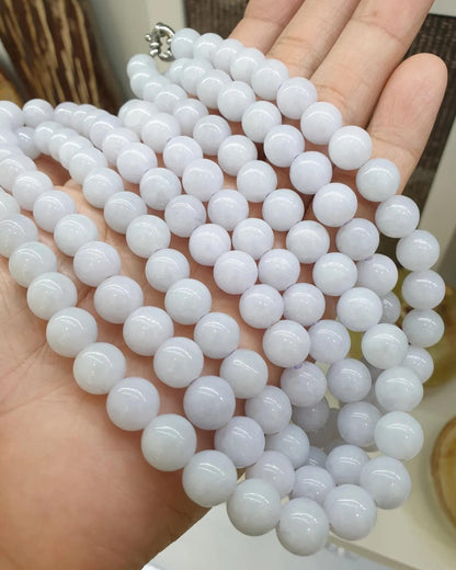 Lavender Jade Beaded Necklace (25") | Fei Cui Type A Jadeite