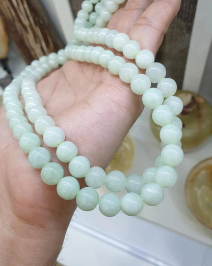 Mint Green Jade Beaded Necklace (23") | Fei Cui Type A Jadeite
