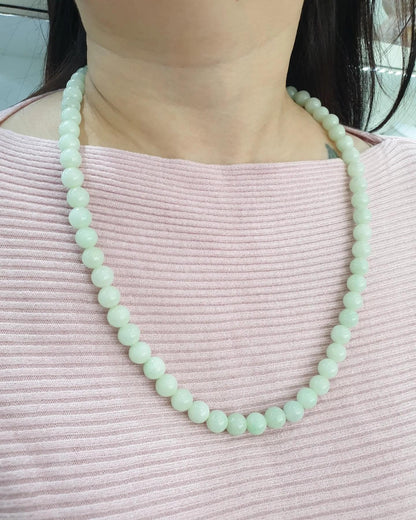 Mint Green Jade Beaded Necklace (23") | Fei Cui Type A Jadeite
