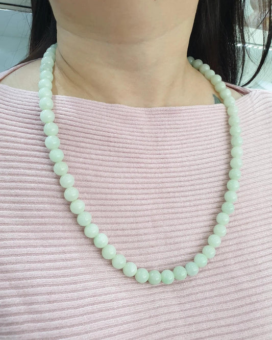 Mint Green Jade Beaded Necklace (23") | Fei Cui Type A Jadeite