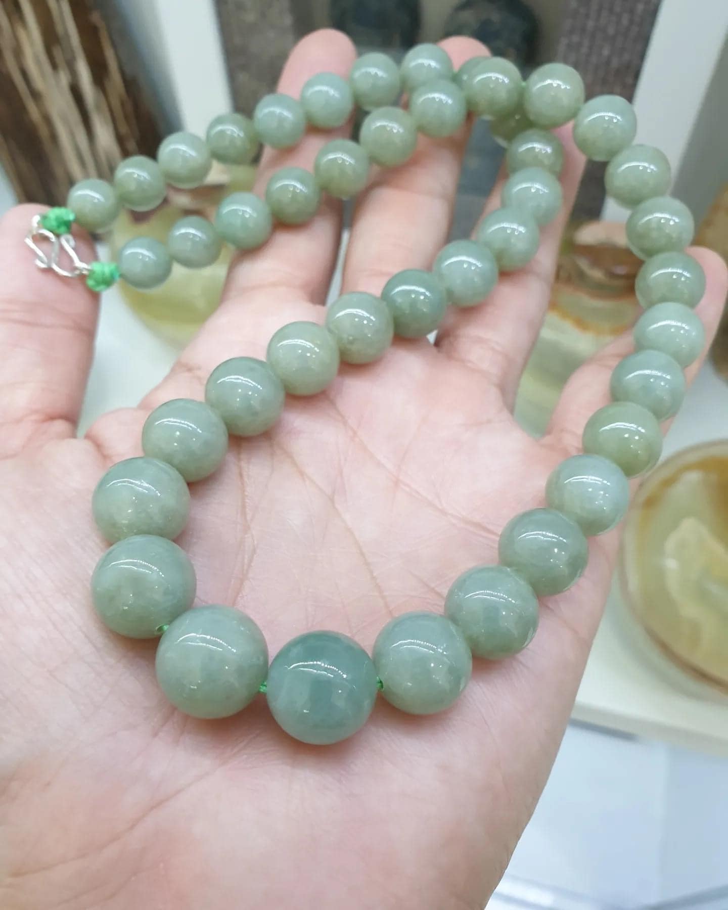Green Jade Beaded Necklace (20") | Fei Cui Type A Jadeite