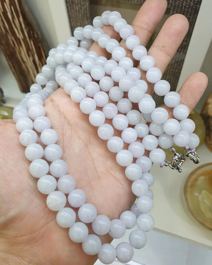 Lavender Jade Beaded Necklace (25") | Fei Cui Type A Jadeite