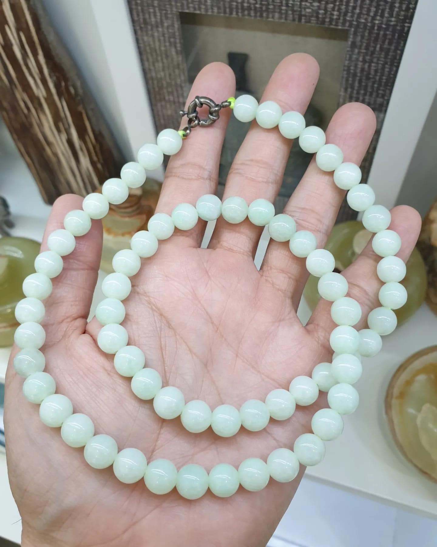 Mint Green Jade Beaded Necklace (23") | Fei Cui Type A Jadeite