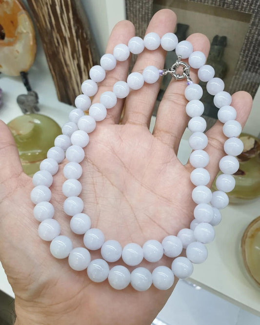 Lavender Jade Beaded Necklace (25") | Fei Cui Type A Jadeite