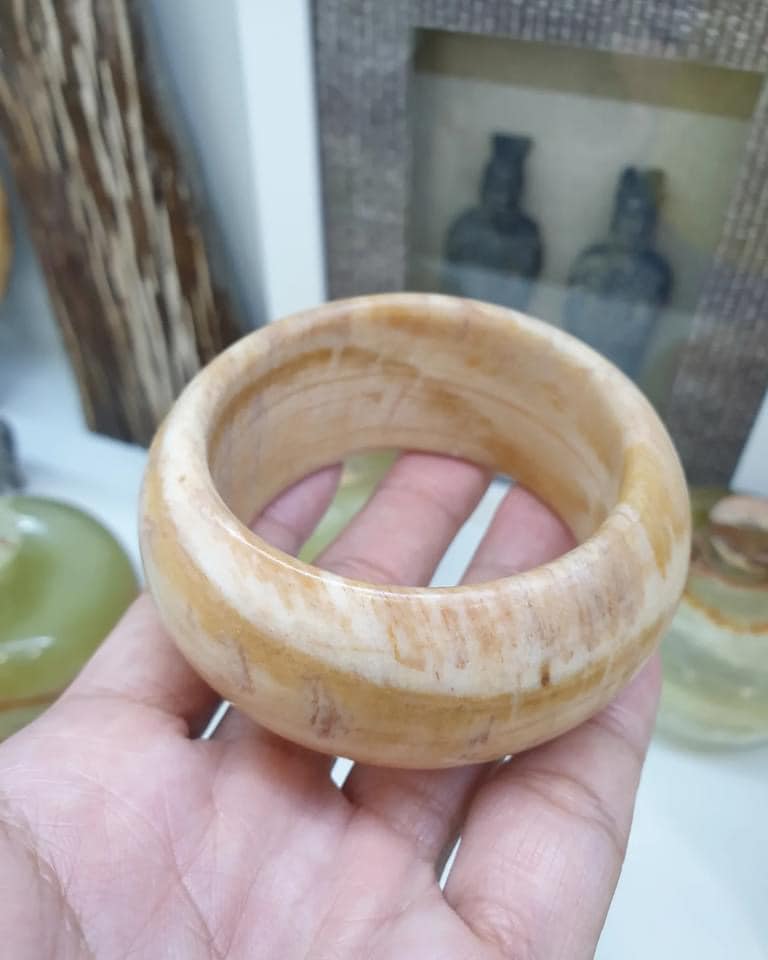 Petrified Wood Tortoise Bangle (Size 55.5) | Natural Stone Vintage Bracelet