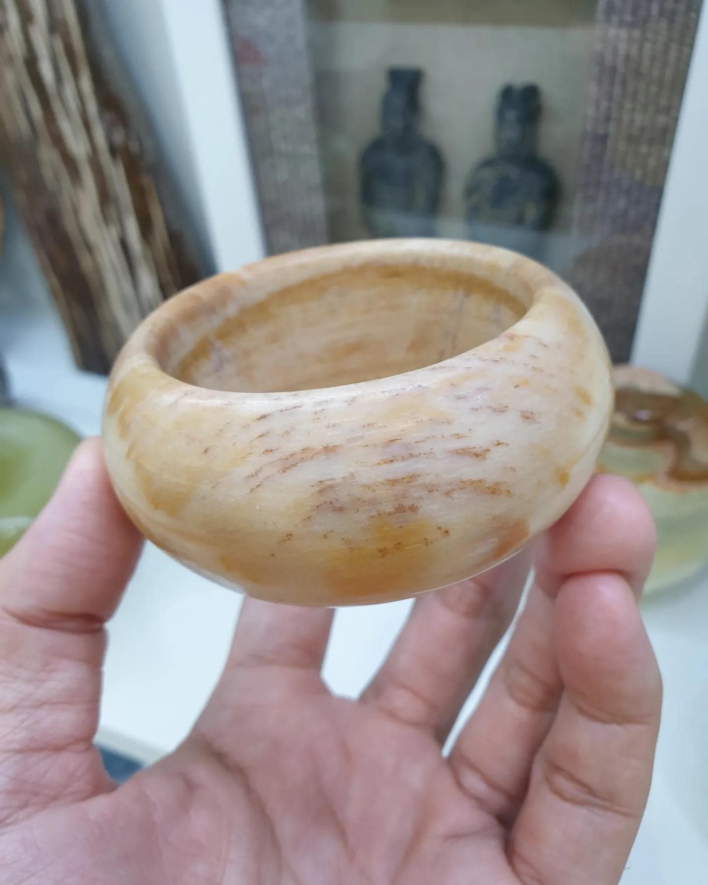 Petrified Wood Tortoise Bangle (Size 55.5) | Natural Stone Vintage Bracelet