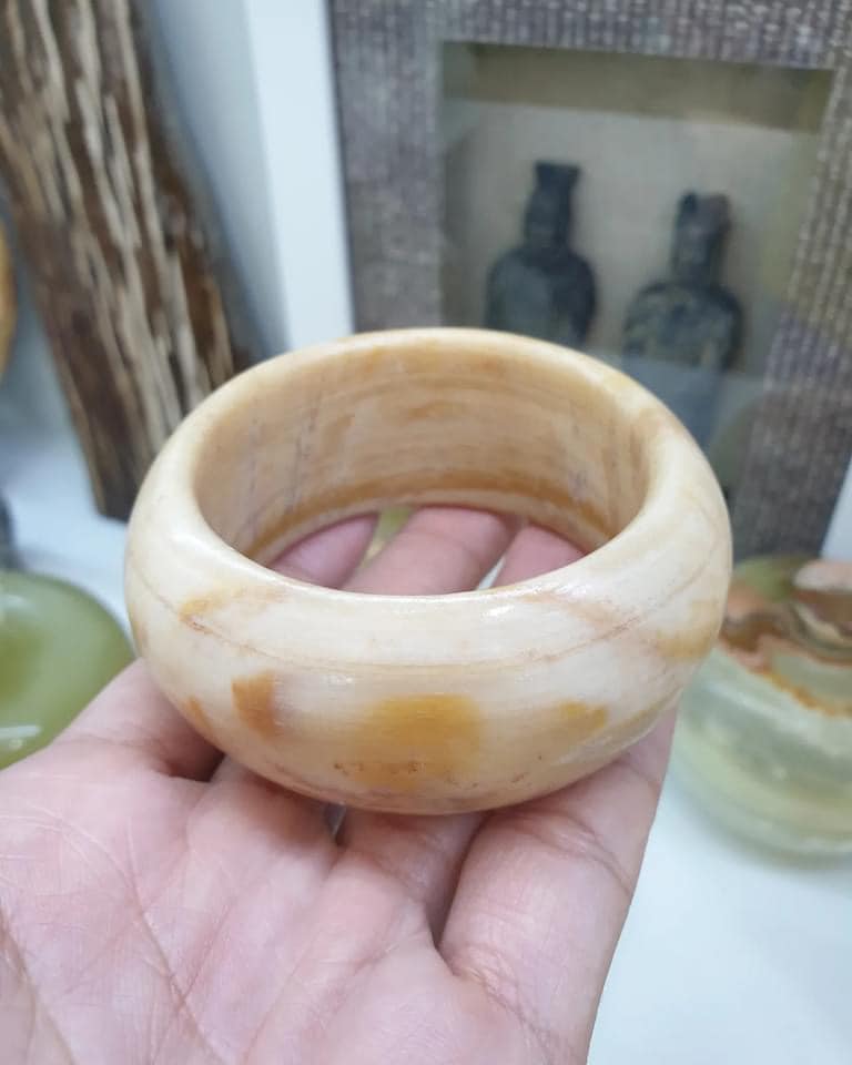 Petrified Wood Tortoise Bangle (Size 55.5) | Natural Stone Vintage Bracelet