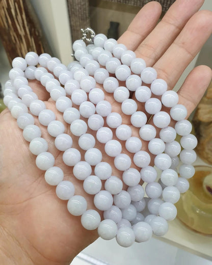Lavender Jade Beaded Necklace (25") | Fei Cui Type A Jadeite