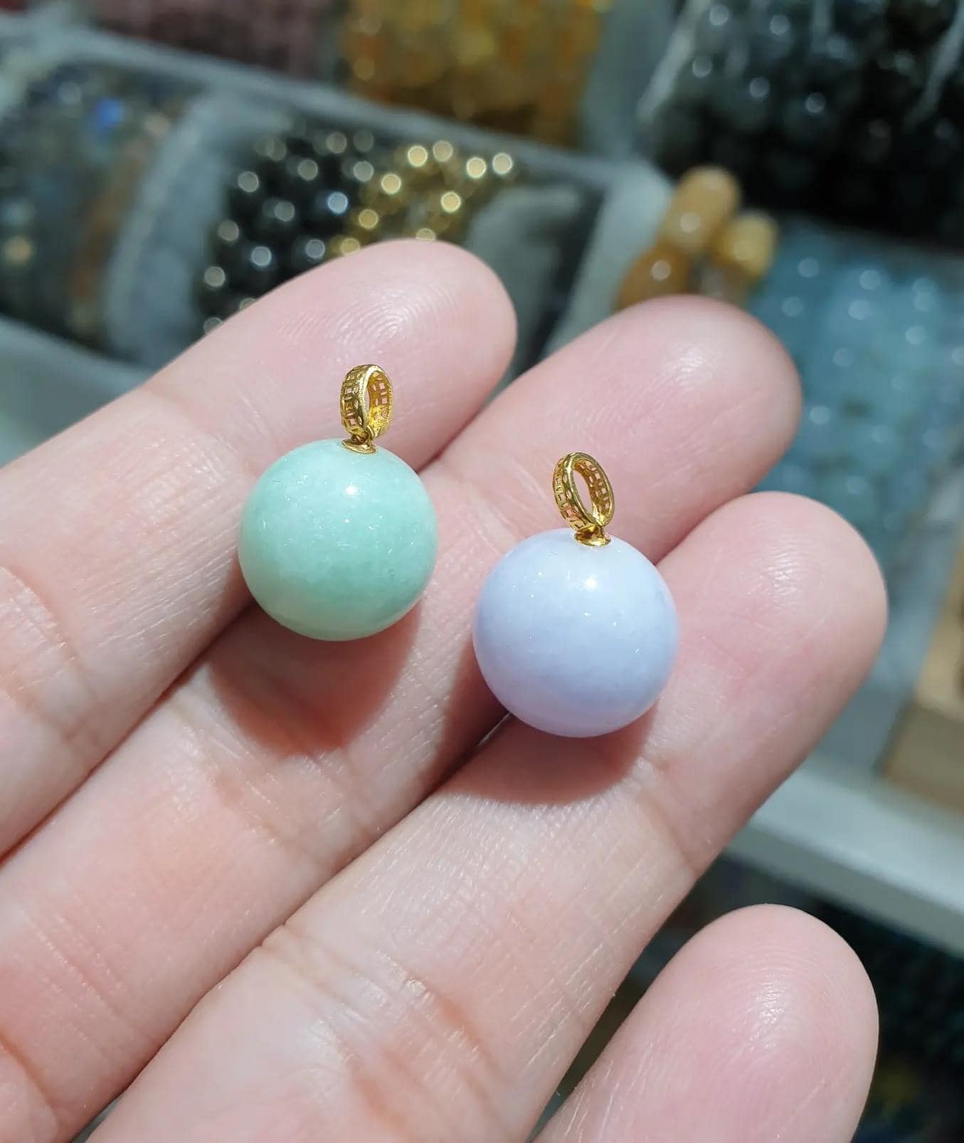 Jade Bead Pendant | 18K Gold & Fei Cui - Type A Jadeite | Cute Gift Idea for Her 🎀