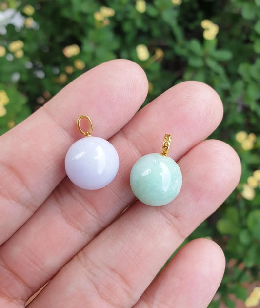 Jade Bead Pendant | 18K Gold & Fei Cui - Type A Jadeite | Cute Gift Idea for Her 🎀
