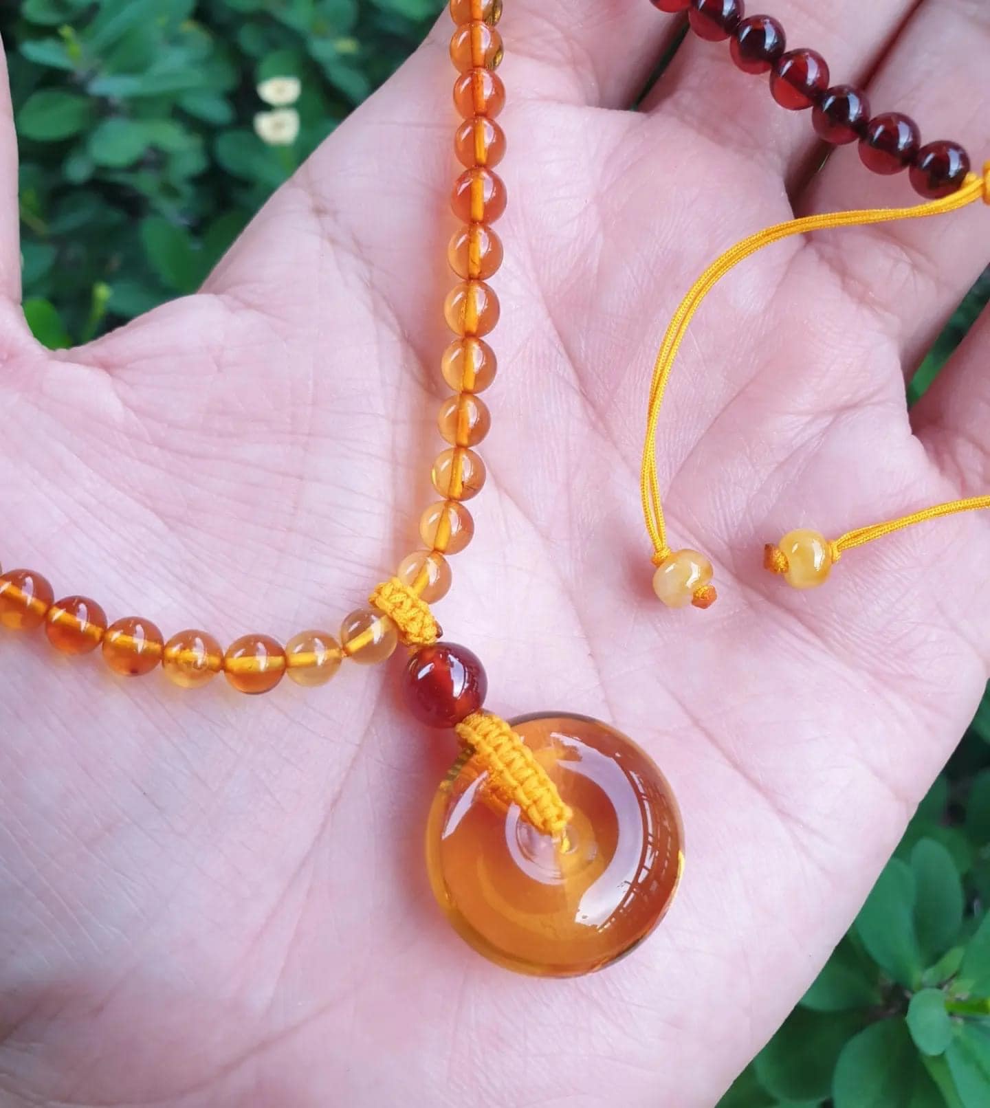Amber Ping An Kou Beaded Choker Necklace (16") | Natural Amber | Statement Necklace For Her