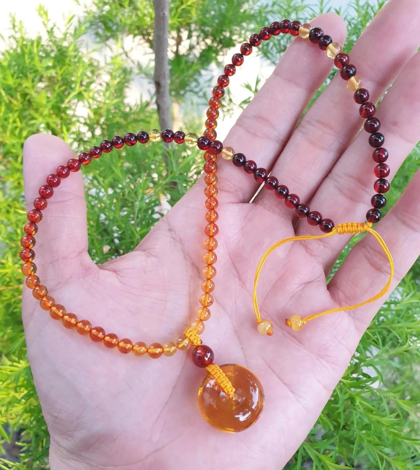 Amber Ping An Kou Beaded Choker Necklace (16") | Natural Amber | Statement Necklace For Her
