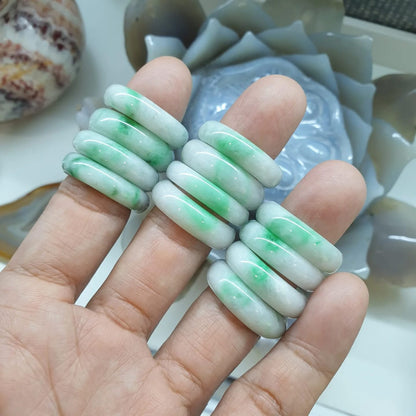 Moss in Snow Jade Rings (Various Sizes)|Type A Natural Jadeite
