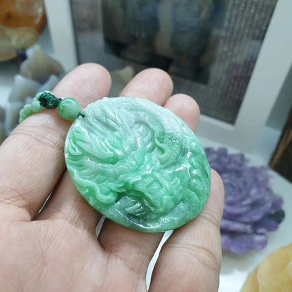 Jade Dragon Beaded Necklace (24") | Fei Cui Type A Jadeite