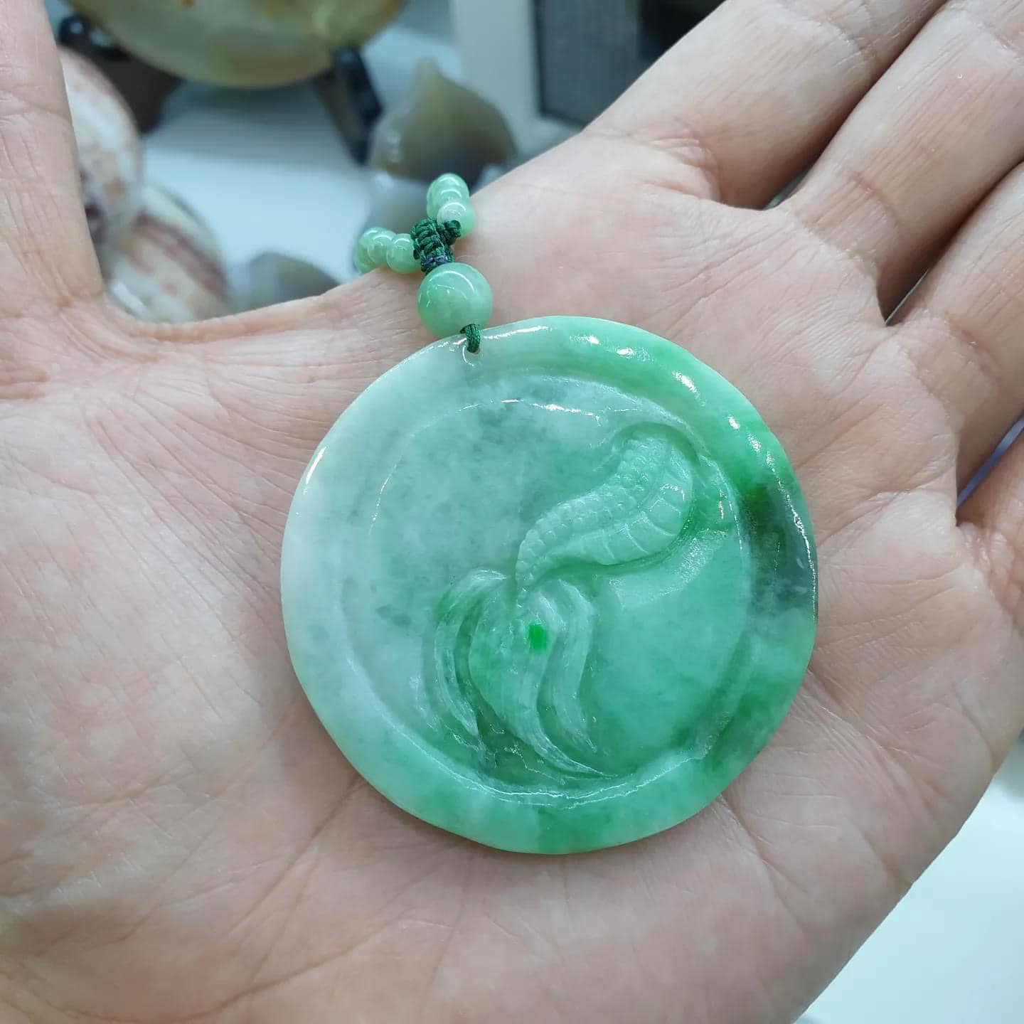 Jade Dragon Beaded Necklace (24") | Fei Cui Type A Jadeite