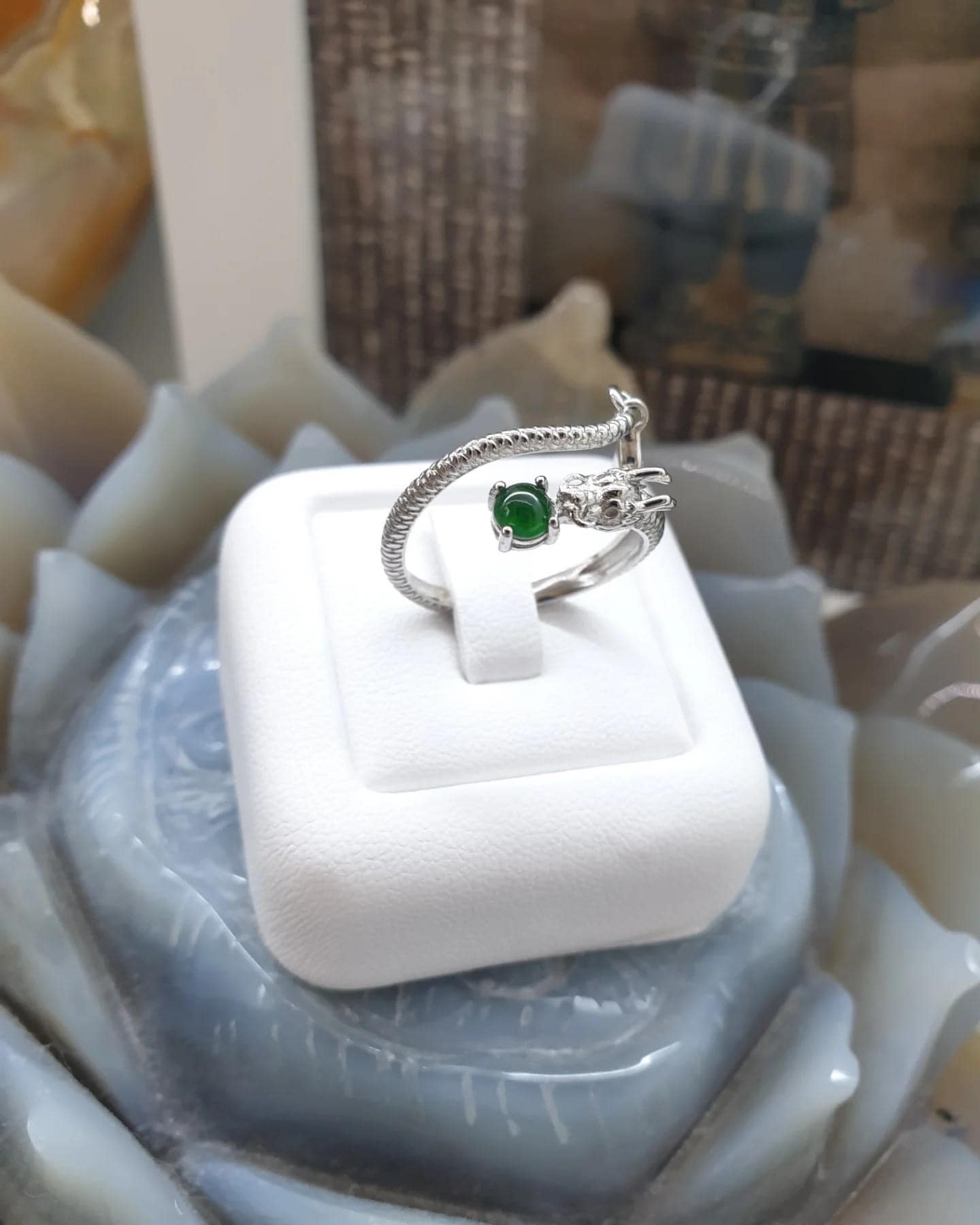 Fortune Snake Ring | Fei Cui Type A Jadeite & Sterling Silver