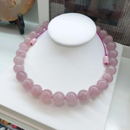 Rose Quartz Beaded Necklace (17") | Lovely Choker with Natural Stone Beads