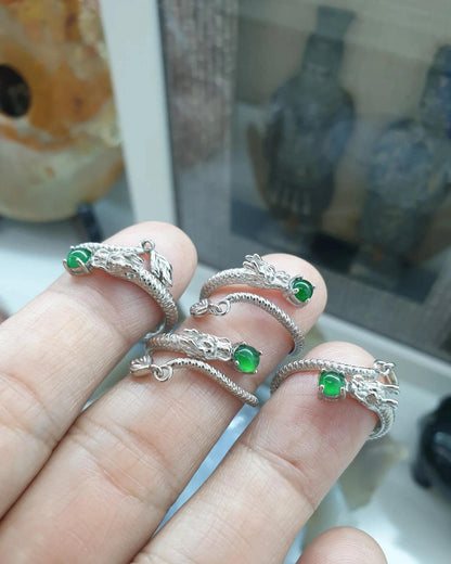 Fortune Snake Ring | Fei Cui Type A Jadeite & Sterling Silver