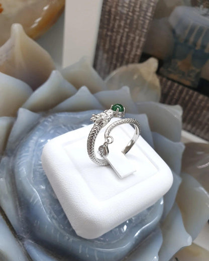 Fortune Snake Ring | Fei Cui Type A Jadeite & Sterling Silver
