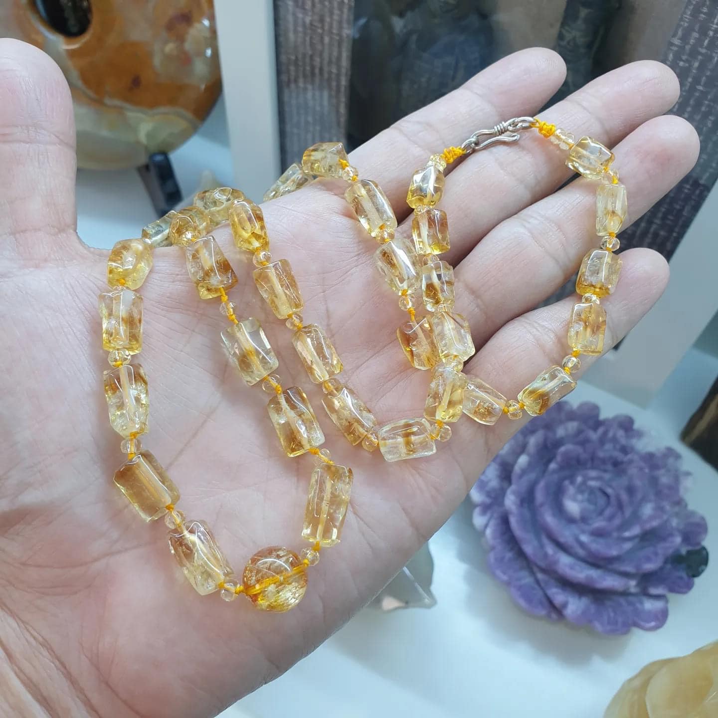 Citrine Beaded Necklace (22")