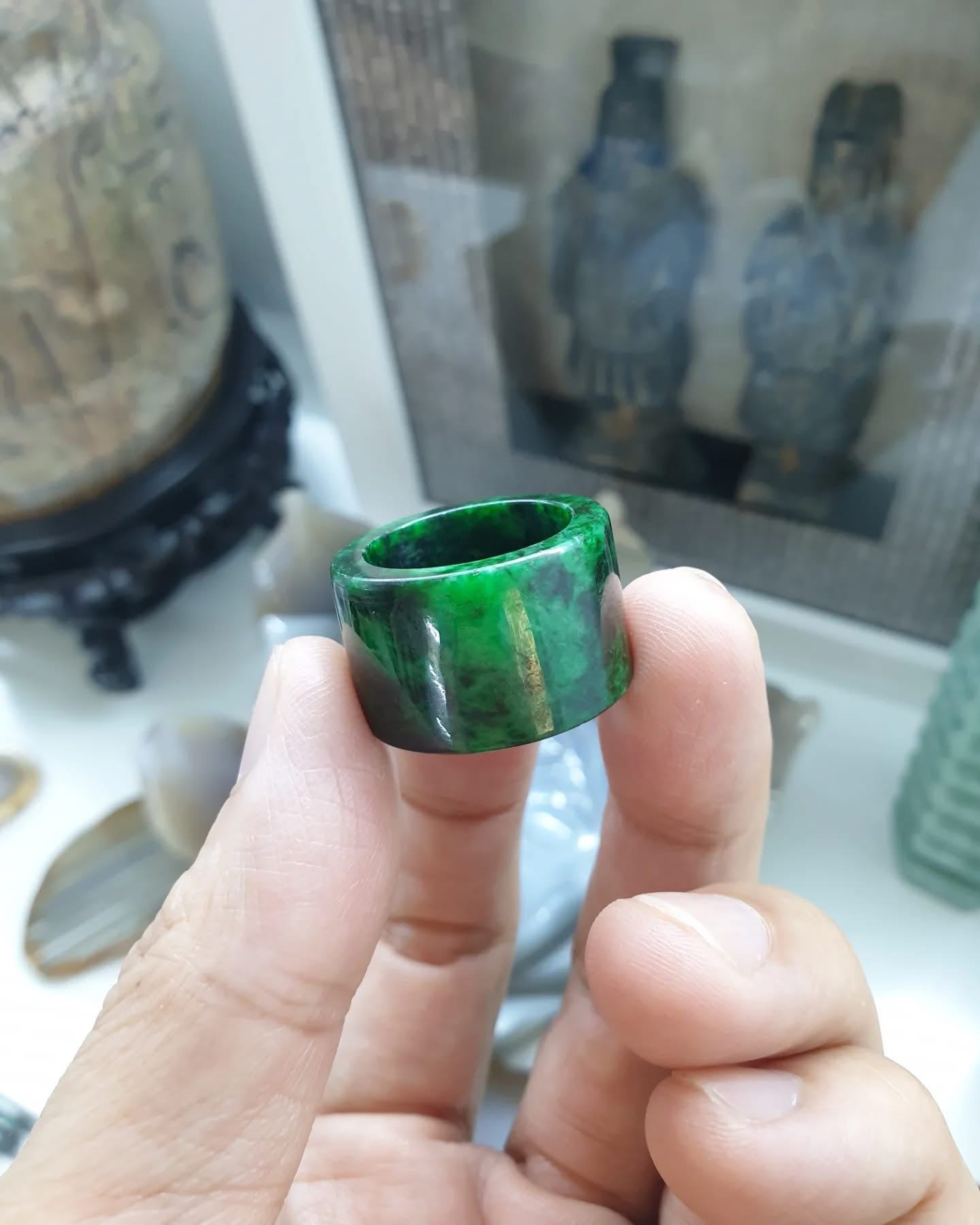 Green Jade Archer's Ring (Size 8.75 US) | Authentic Type A Jadeite | Collector's Piece Jade Accessory