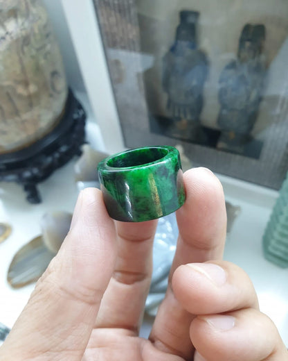Green Jade Archer's Ring (Size 8.75 US) | Authentic Type A Jadeite | Collector's Piece Jade Accessory
