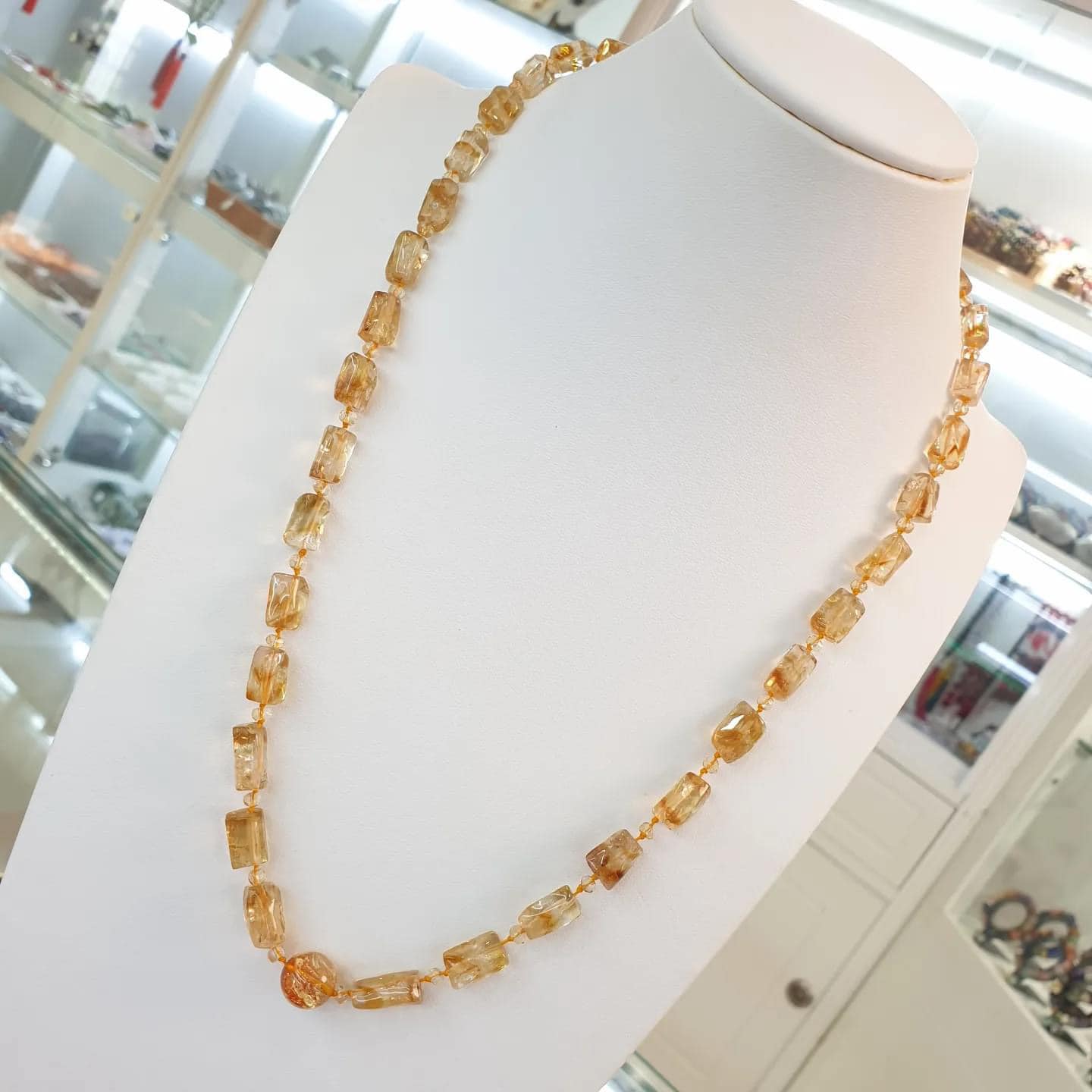 Citrine Beaded Necklace (22")