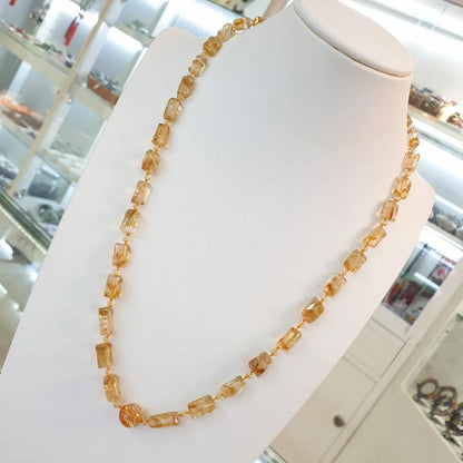 Citrine Beaded Necklace (22")