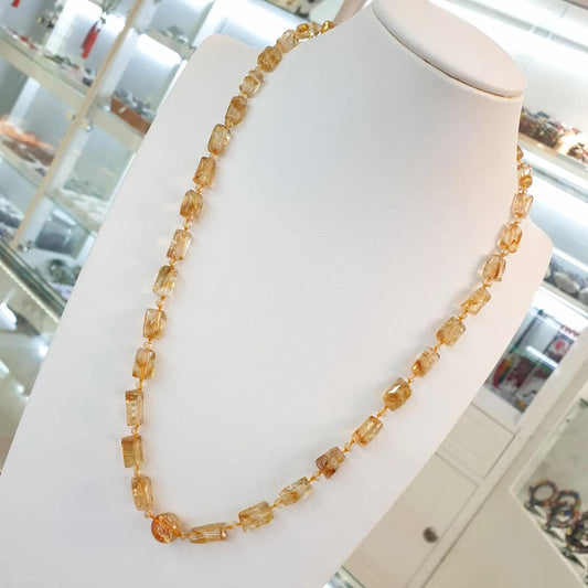 Citrine Beaded Necklace (22")