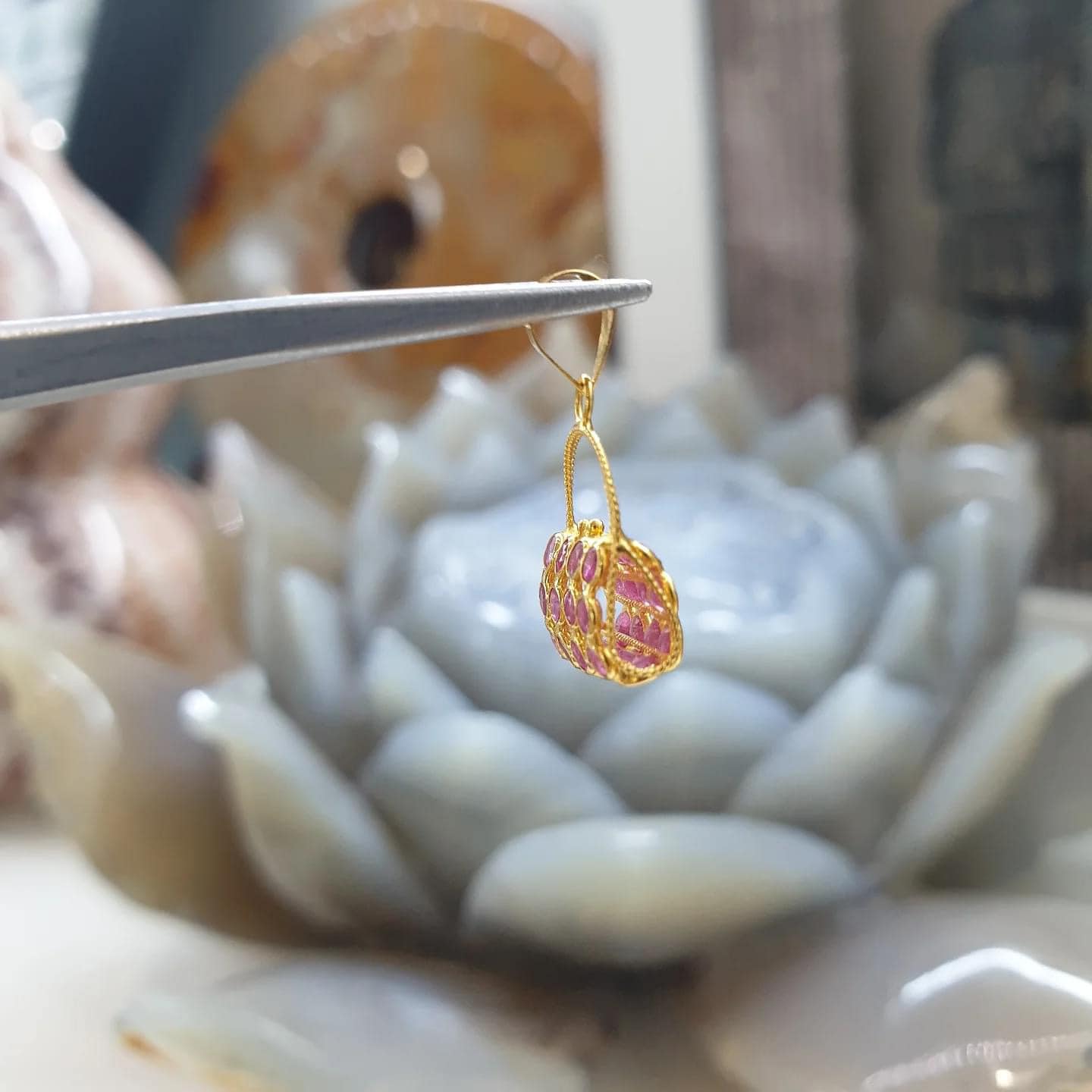 Ruby Purse Pendant | 18K Gold & Natural Red Rubies | Perfect Gift Idea for a Lady 🎁