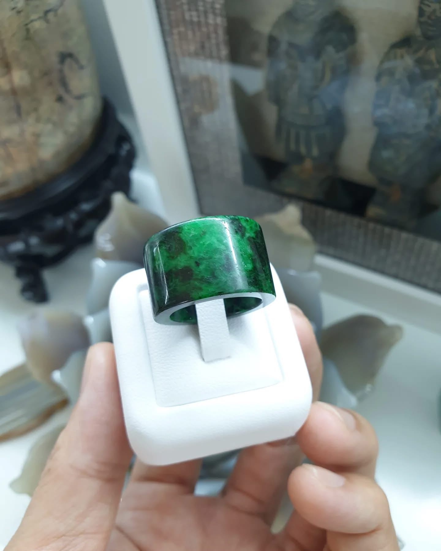 Green Jade Archer's Ring (Size 8.75 US) | Authentic Type A Jadeite | Collector's Piece Jade Accessory