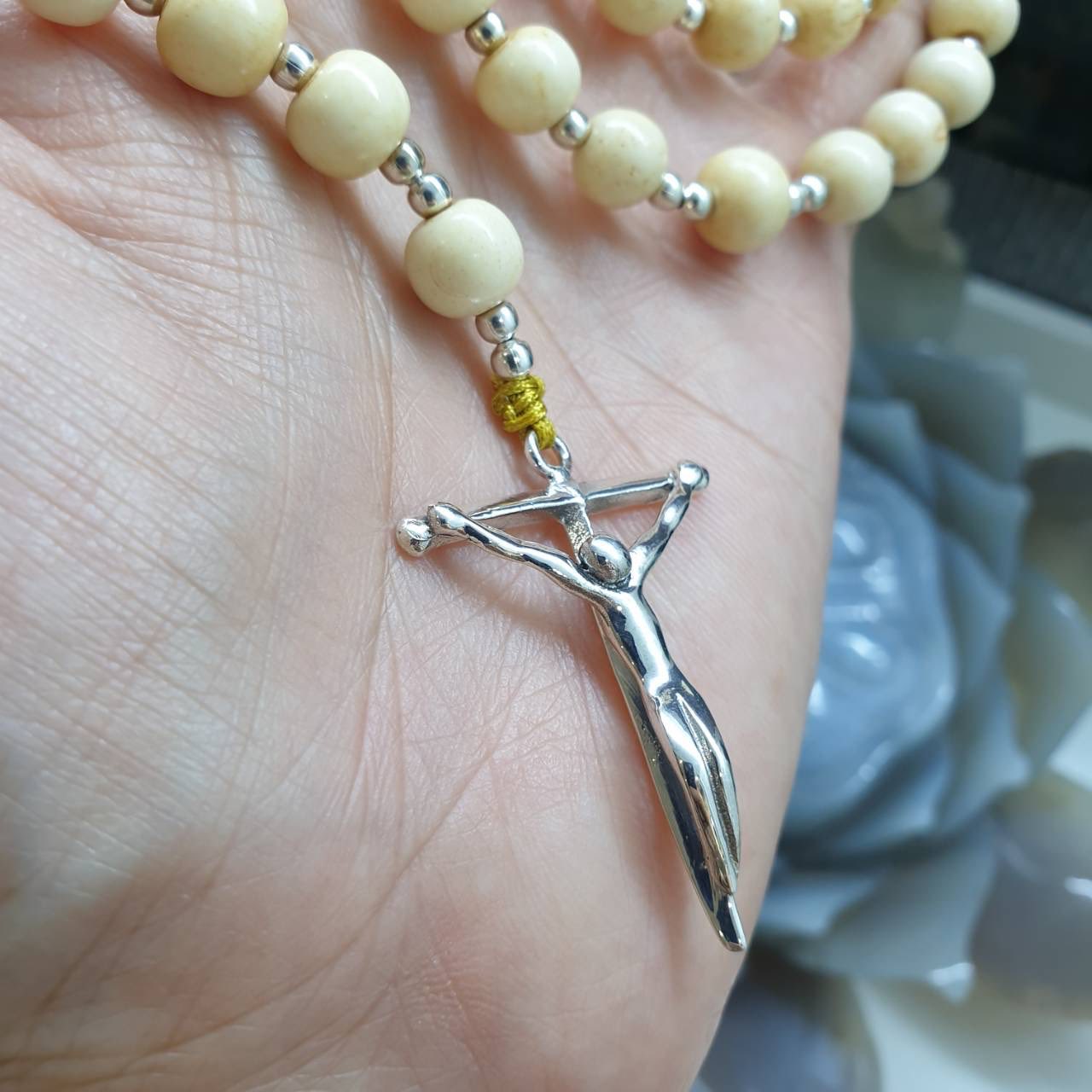 Rosary Beads | Natural Organic Beads + Sterling Silver | Gift Idea for Him or Her 🎁