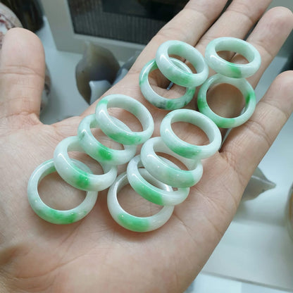 Moss in Snow Jade Rings (Various Sizes)|Type A Natural Jadeite