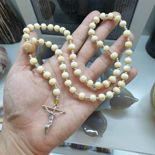 Rosary Beads | Natural Organic Beads + Sterling Silver | Gift Idea for Him or Her 🎁