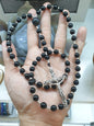 Black Jade Rosary Beads Necklace | Type A Original Jade + Sterling Silver | Gift Idea for Him or Her 🎁