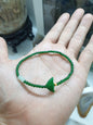 Imperial Green Jadeite Bracelet 16cm, 24K Gold and Jade Ingot Charm