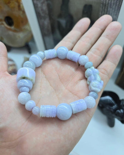 Signature Lavender Jade Pixiu Bracelet with Ruyi Charms