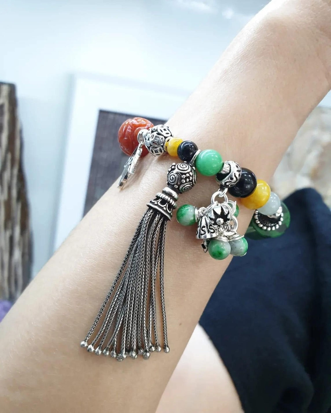 Jade, Mawsitsit & Sterling Silver | Signature Style Charm Bracelet