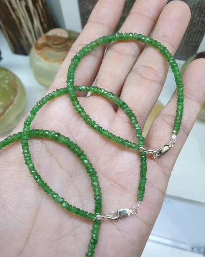 Emerald Beaded Bracelet | Sterling Silver Lock | Stack