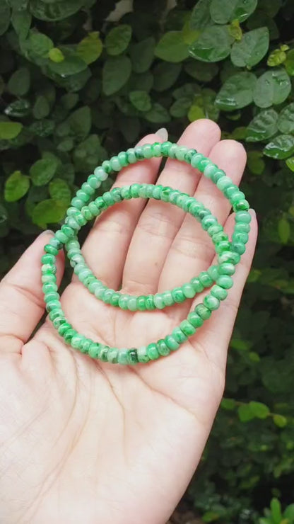 Jade Abacus Beads Wealth Bracelet 17cm Moss in Snow Type A Myanmar Jadeite