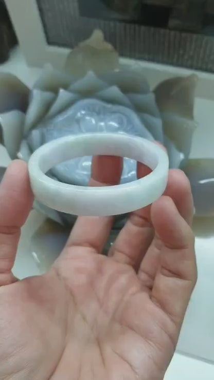 Jade Princess Bangle S52.7 Misty Lavender Fei Cui Type A Myanmar Jadeite