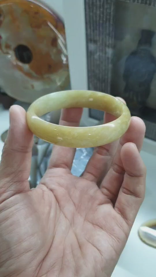 Golden Honey Jade Bangle (S 60) | Authentic Type A Jadeite