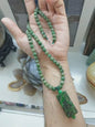 Jade Ruyi on Jade beaded Necklace (25") | Vintage Fei Cui Jadeite Beads | His or Hers Statement Necklace