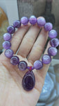 Lepidolite Charm Bracelet | Amethyst Pendant Charm | Natural Stone Wrist Candy For Her