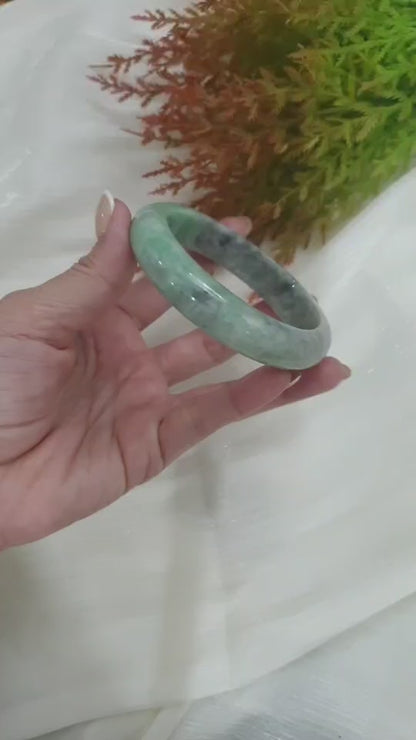Ash Green Jade Bangle S61 Fei Cui Type A Myanmar Jadeite