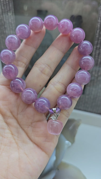 Rose Quartz Charm Bracelet | Apple Pendant Charm | Natural Stone Wrist Candy For Her