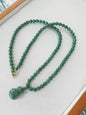 Jade Hulu Gourd on Maw Sit Sit Beaded Necklace | 9K Gold Lobster Lock | His or Hers Statement Jade Necklace