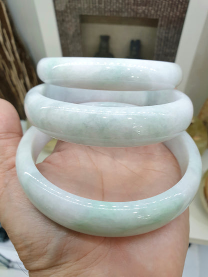 Plus Size White Jade Bangle (Size 78 - 79) (Selection) | Type A Jadeite Vintage Bracelet